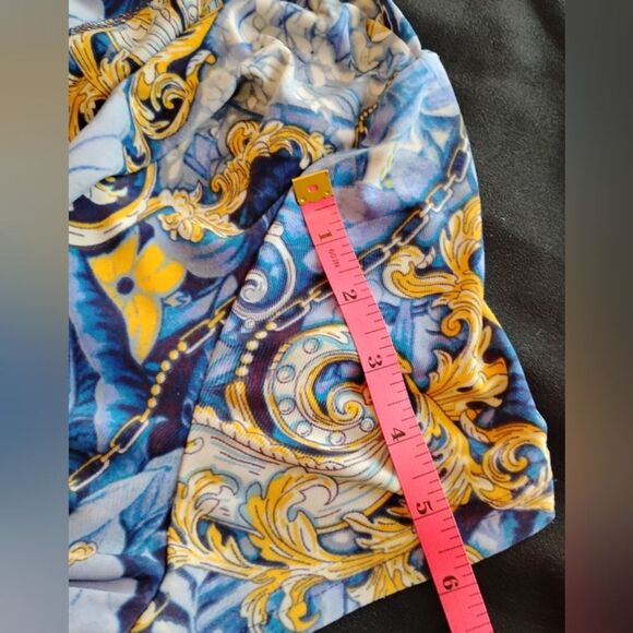 Midi Blue Abstract Dress Formal With Sleeves - Picture 4 of 6